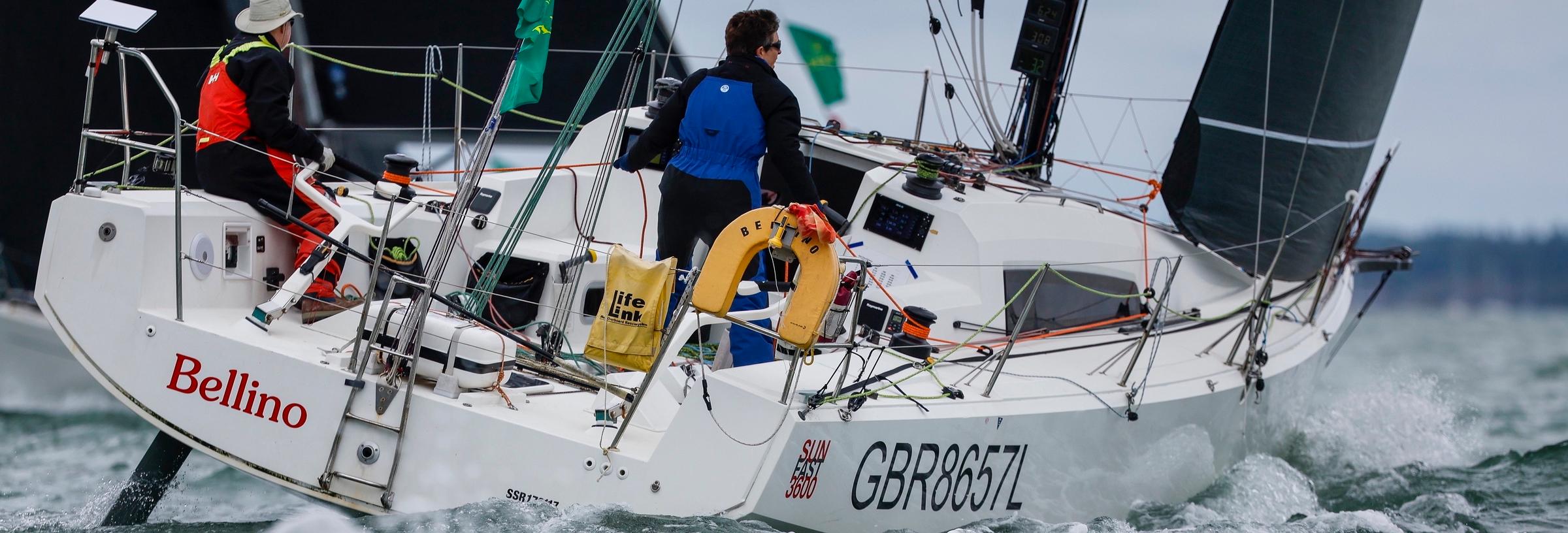 RORC Commodore Deb Fish and her doublehanded skipper Rob Craigie held the lead in IRC Two-Handed until Leon came back on Monday afternoon © Paul Wyeth/www.pwpictures.com/RORC  
