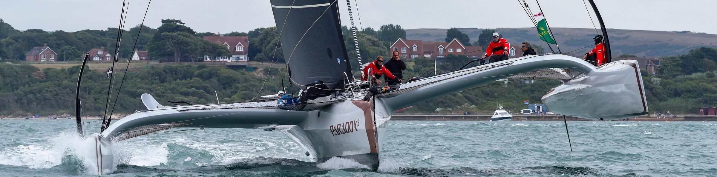 Paradox3 wins the MOCRA Multihull prize at the 2025 Rolex Fastnet Race © Rick Tomlinson/RORC