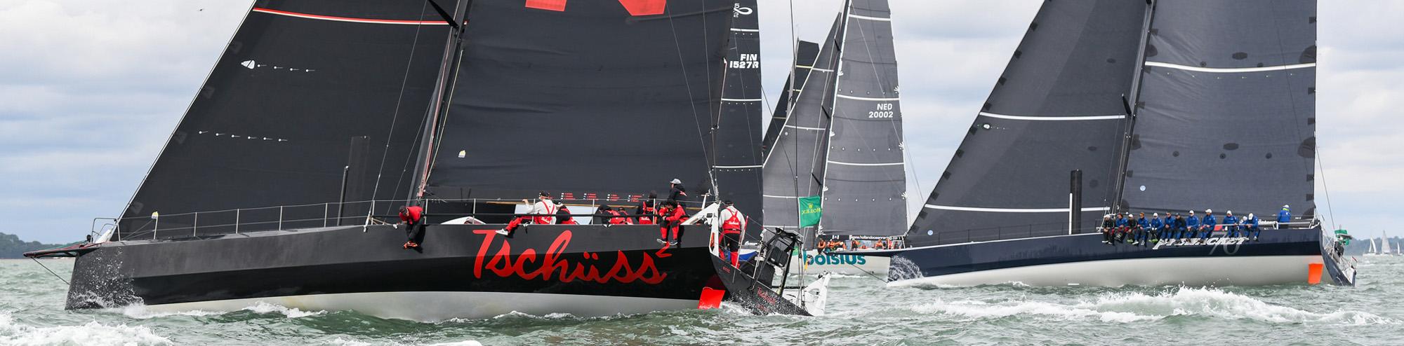 Tschüss 2 alongside Pyewacket 70 at the IRC Super Zero start. © Rick Tomlinson/www.rick-tomlinson.com