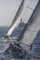 ICAP Leopard and Rambler approaching the Fastnet Rock in the 2007 Rolex Fastnet Race. Photo: Rolex/Carlo Borlenghi