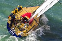 Lithuanian Volvo 60, Ambersail competing in the Rolex Fastnet Race 2011. Photo: Rolex/Carlo Borlenghi