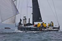 Abu Dhabi Ocean Racing's yacht Azzam, the Volvo 70 skippered by Ian Walker has broken the current monohull course record for the Rolex Fastnet Race by 1 hour 39 mins finishing in Plymouth today at 07:49:00. The record was previously set by Mike Slade's ICAP Leopard in 2007 (1 day 20hrs 18mins) Photo: Rolex/Carlo Borlenghi