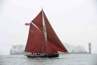 Celebrating her centenary, the winner of the first Fastnet Race in 1925, Pilot Cutter, Jolie Brise now sailed by pupils from Dauntsey's School in Wiltshire. Photo: Rick Tomlinson