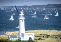 Rolex Fastnet Race fleet leaving Lands End on the way to the Rock. Photo:Rolex/Kurt Arrigo