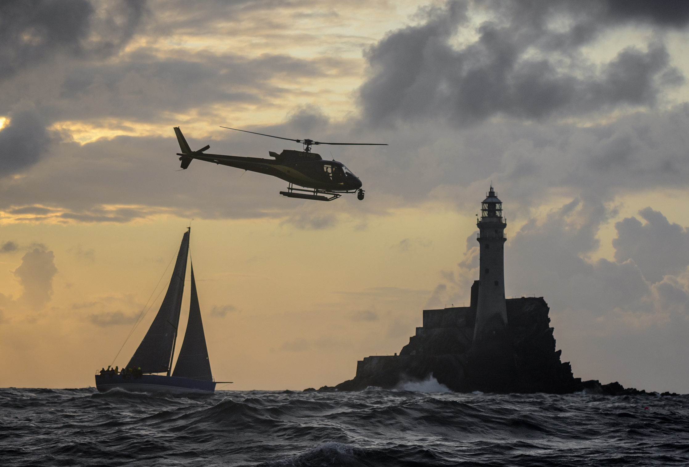 Rounding the Fastnet Rock in the 2019 Rolex Fastnet Race © Rolex/Kurt Arrigo 