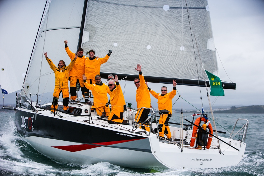 Fastnet legend Géry Trentesaux and his experienced crew on Courrier Recommandé celebrate another successful race in which they have secured another class win © Paul Wyeth/www.pwpictures.com Fastnet legend Géry Trentesaux and his experienced crew on Courrier Recommandé celebrate another successful race in which they have secured another class win © Paul Wyeth/www.pwpictures.com