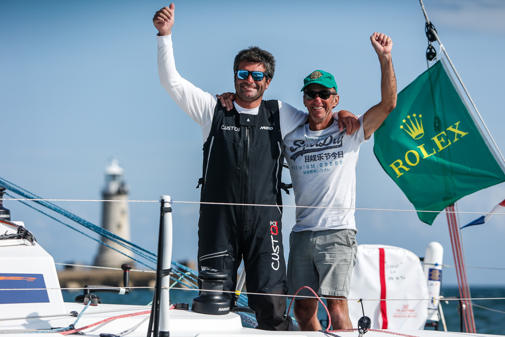 Alexis Loison and Jean-Pierre Kelbert finish the Rolex Fastnet Race as first in IRC Three and IRC Two-Handed © Paul Wyeth/www.pwpictures.com Alexis Loison and Jean-Pierre Kelbert finish the Rolex Fastnet Race as first in IRC Three and IRC Two-Handed © Paul Wyeth/www.pwpictures.com