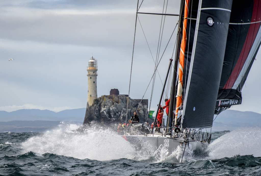 SHK Scallywag, Seng Huang Lee's Maxi Dovell rounding the Rock in the early hours of the morning © Kurt Arrigo/Rolex