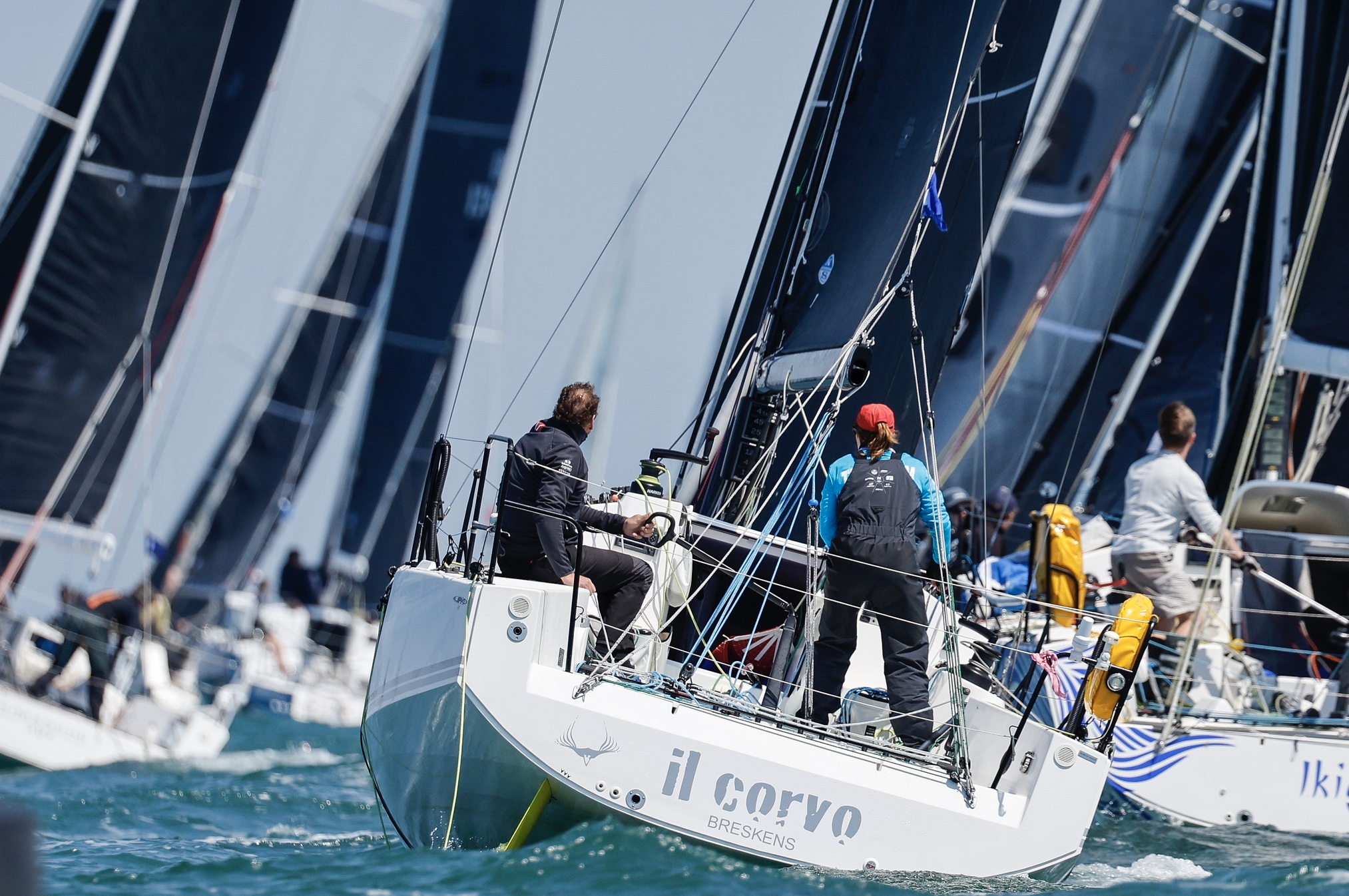 Astrid de Vin at the helm of her JPK 10.30 Il Corvo - competing in the De Guingand Bowl race © Paul Wyeth/pwpictures.com 