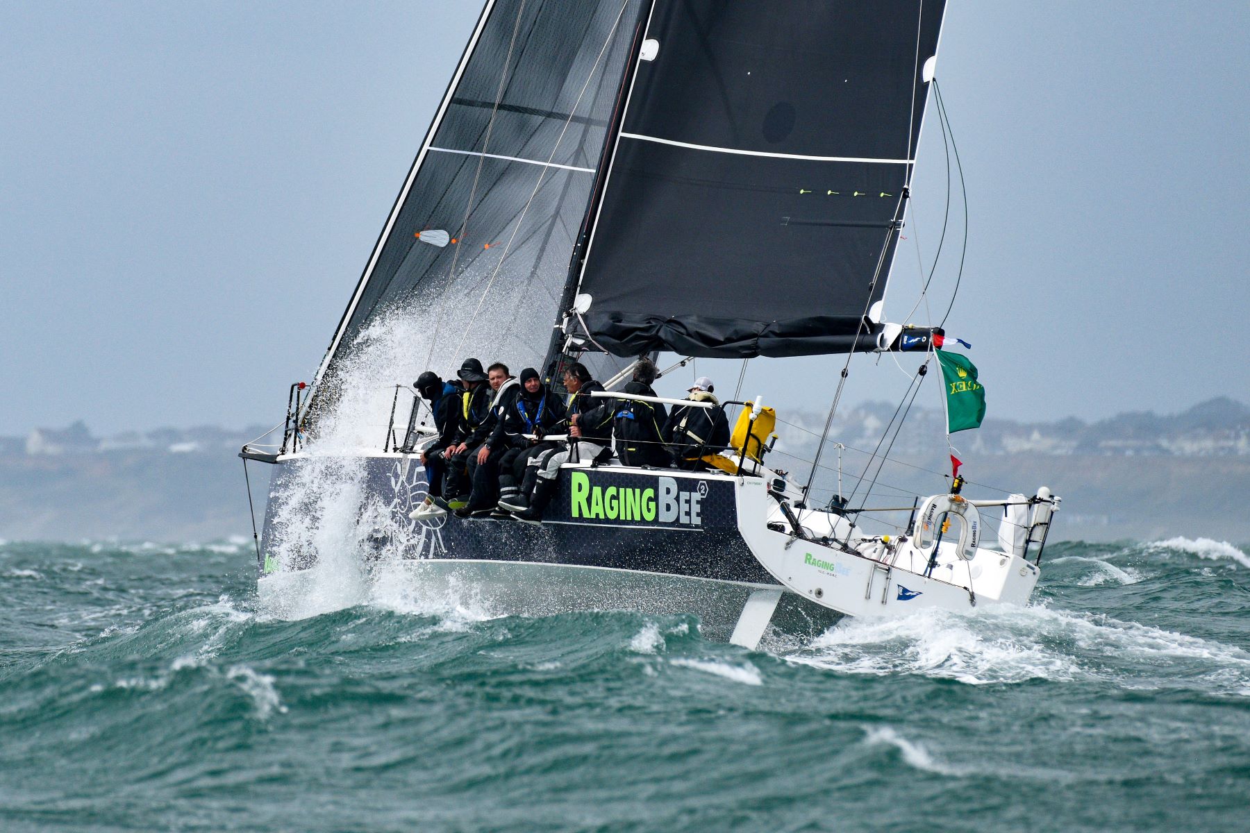 Louis-Marie Dussere's JPK 10.80 Raging Bee² rounded the Fastnet Rock in pole position © Rick Tomlinson/www.rick-tomlinson.com