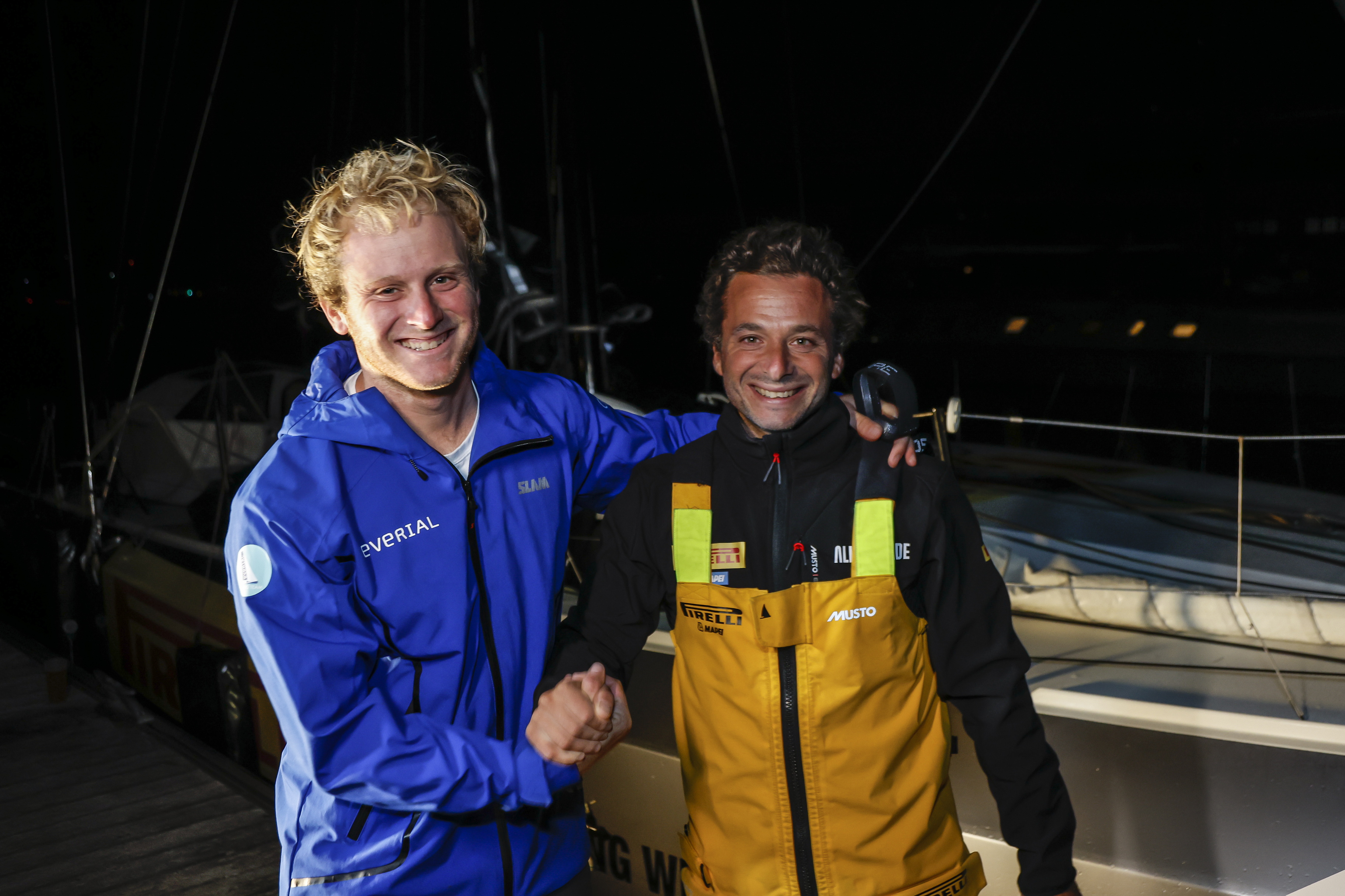 Everial's young skipper Erwin Le Draoulec with his competitor Alla Grande Pirelli's Ambrogio Beccaria © Paul Wyeth/www.pwpictures.com