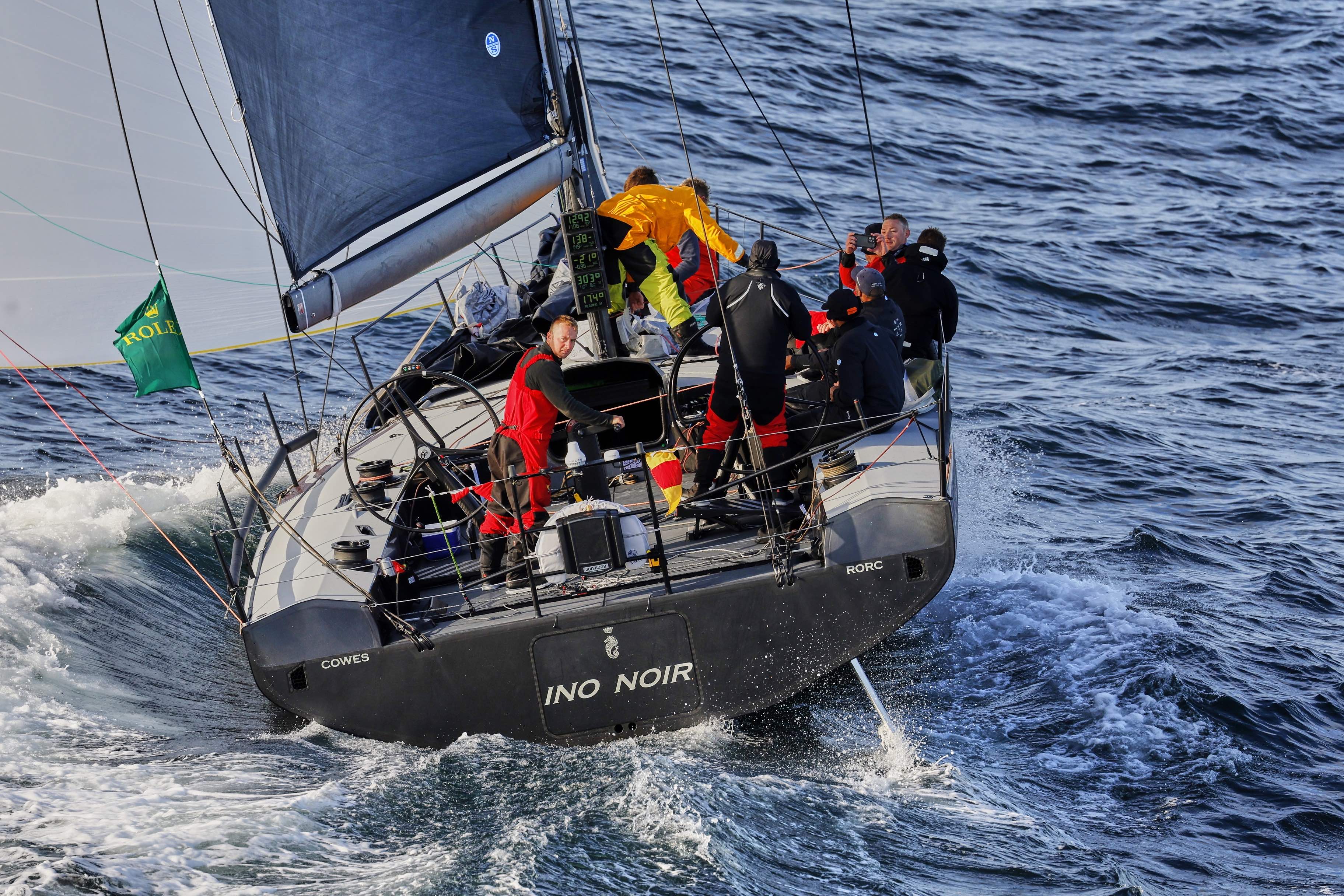 RORC Commodore James Neville's brand new Carkeek 45 Ino Noir has enjoyed a good first half to the Rock but the run back towards the Isles of Scilly just didn’t deliver what was needed for a race-winning performance ﻿© ROLEX/Carlo Borlenghi