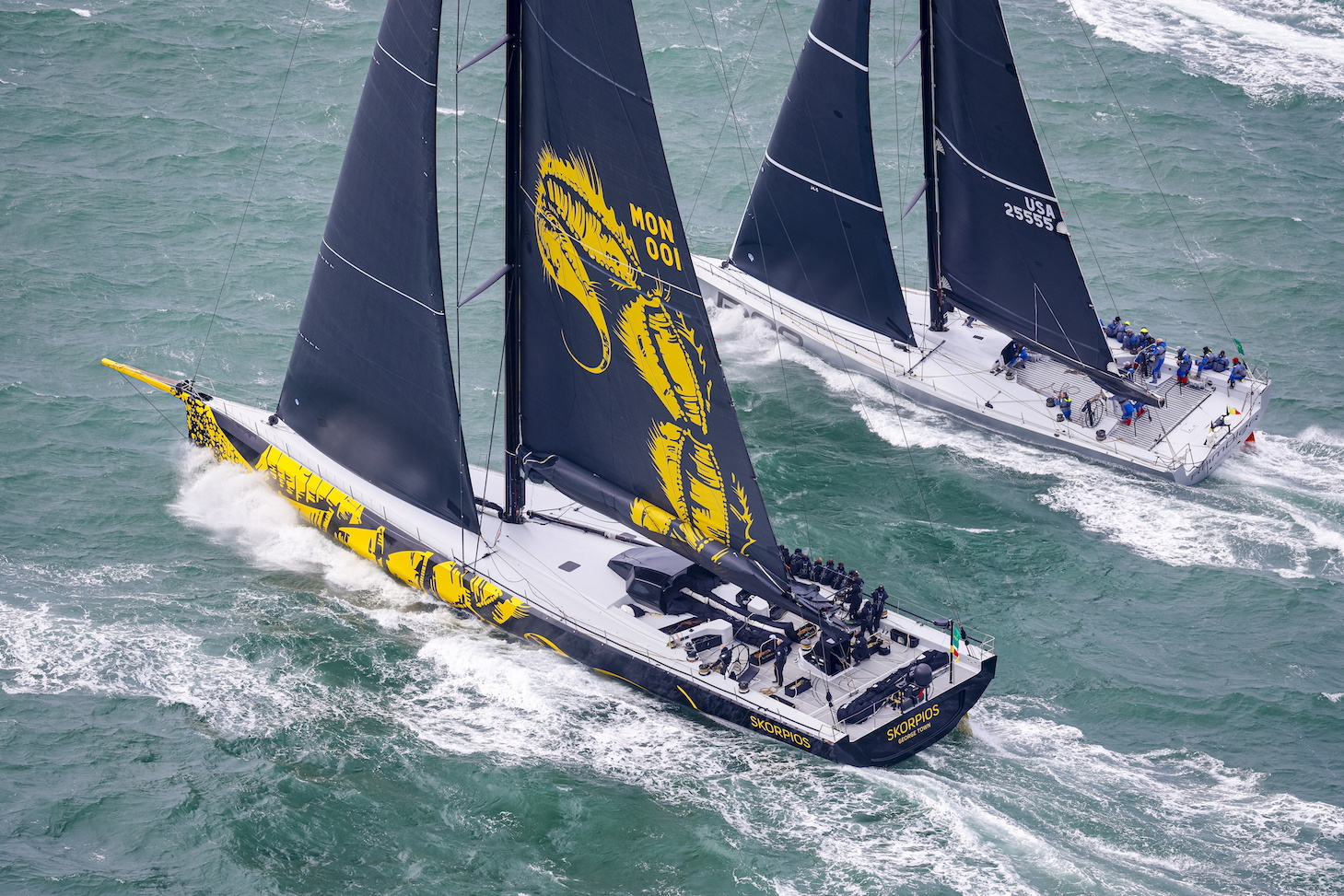 Skorpios and Rambler 88 were line honours favourites in the 2021 Rolex Fastnet Race © ROLEX/Carlo Borlenghi