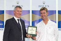 Rán Navigator, Steve Hayles collects the Rolex Yachtmaster Chronometer on behalf of Niklas Zennström's Photo: Rolex/Carlo Borlenghi