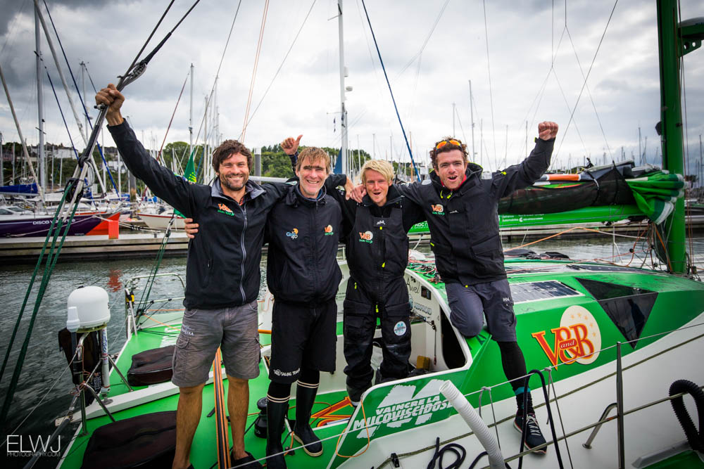 Antoine Carpentier, Samuel Manuard, Maxime Sorel and Jonas Gerckens currently 1st places Class40 with V&B  © ELWJ Photography/RORC