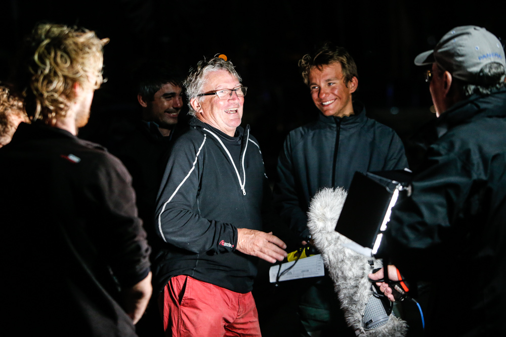 In the spotlight: Foggy Dew owner Noel Racine on the dock following his IRC Four win at the 2019 Rolex Fastnet Race © Paul Wyeth/www.pwpictures.com