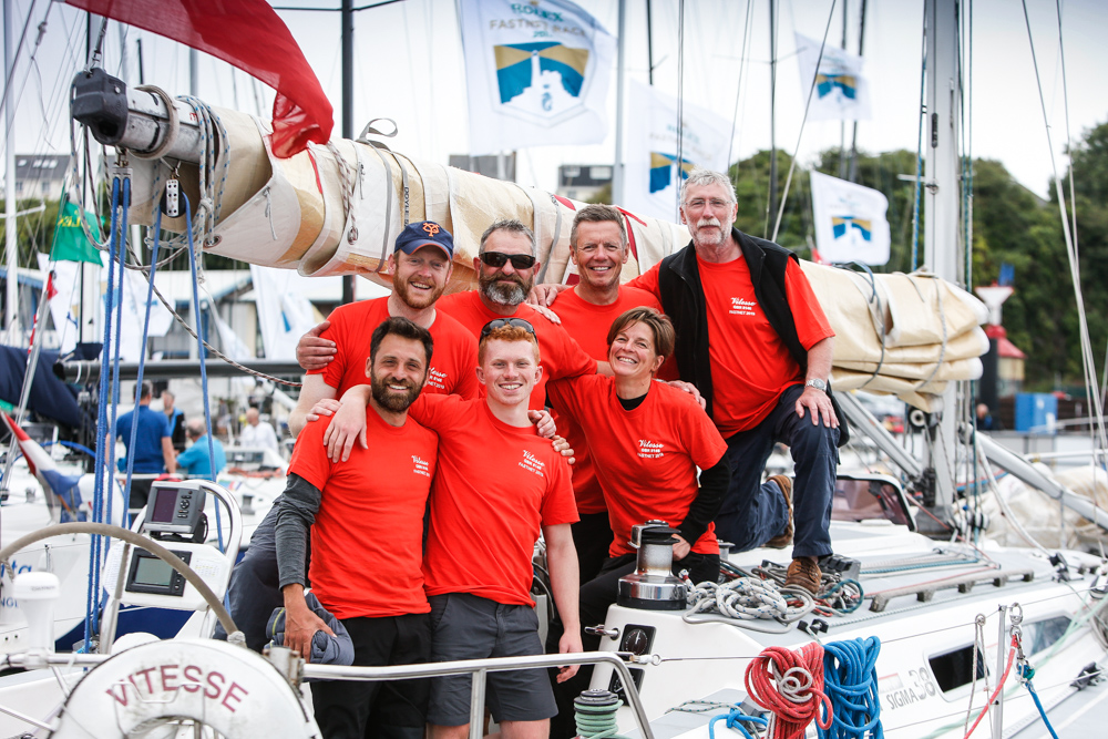Vitesse, Jon England's Sigma 38, arrives in Plymouth at the finish of the Rolex Fastnet Race © Paul Wyeth/www.pwpictures.com