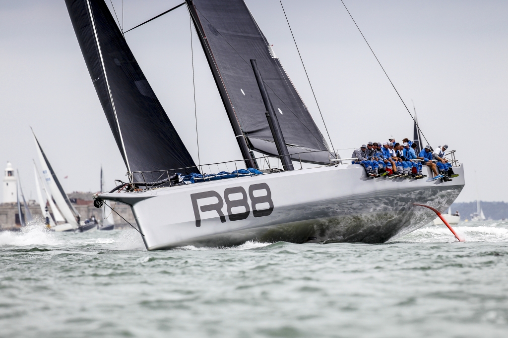 Rambler 88 have broken the monohull record for fastest to the Fastnet Rock © Paul Wyeth/www.pwpictures.com