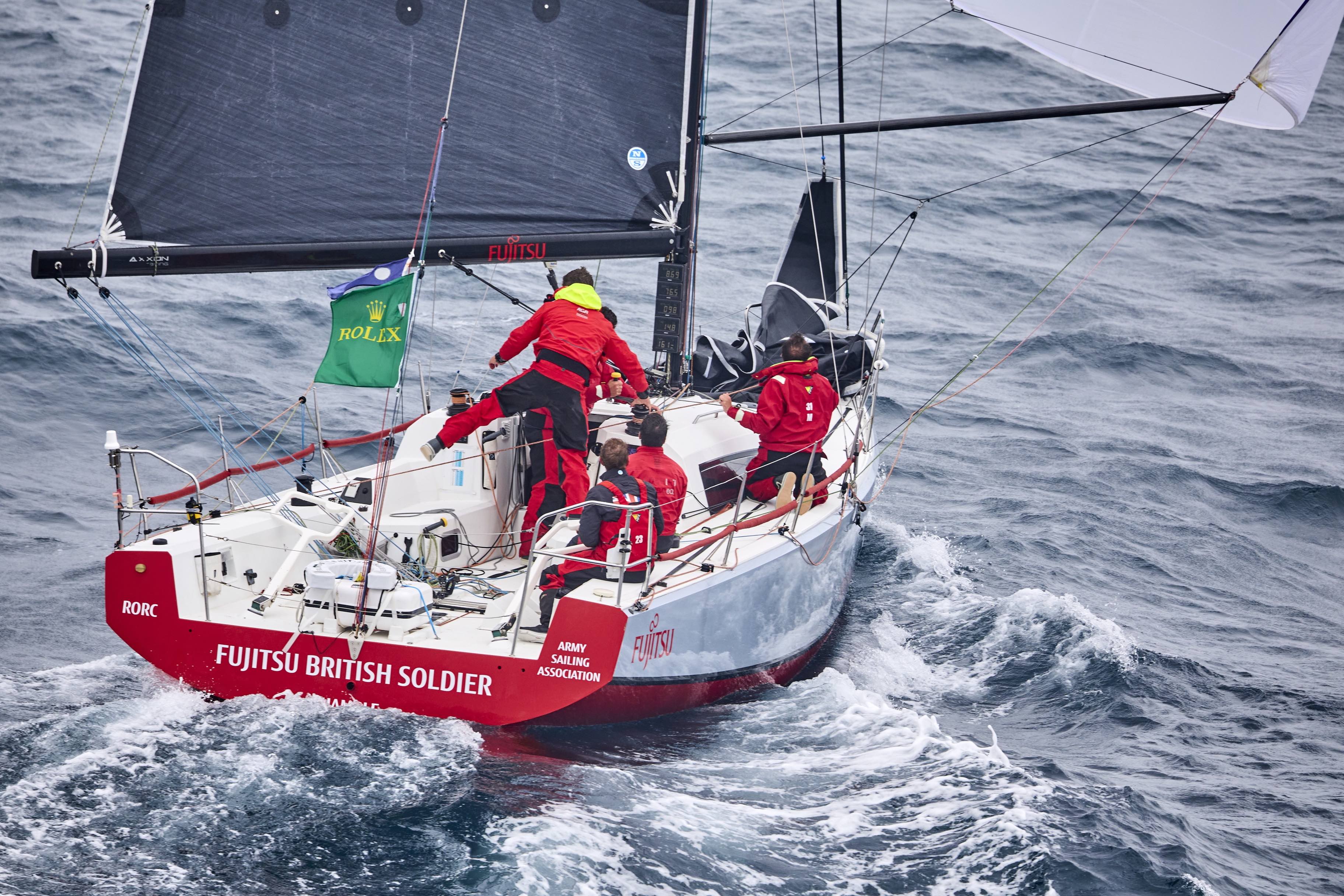 Fujitsu British Soldier enjoyed a blistering initial run but en route to Cherbourg from the Fastnet Rock the conditions didn't play to their strengths and they finished in 18th place in IRC Two © ROLEX/Carlo Borlenghi
