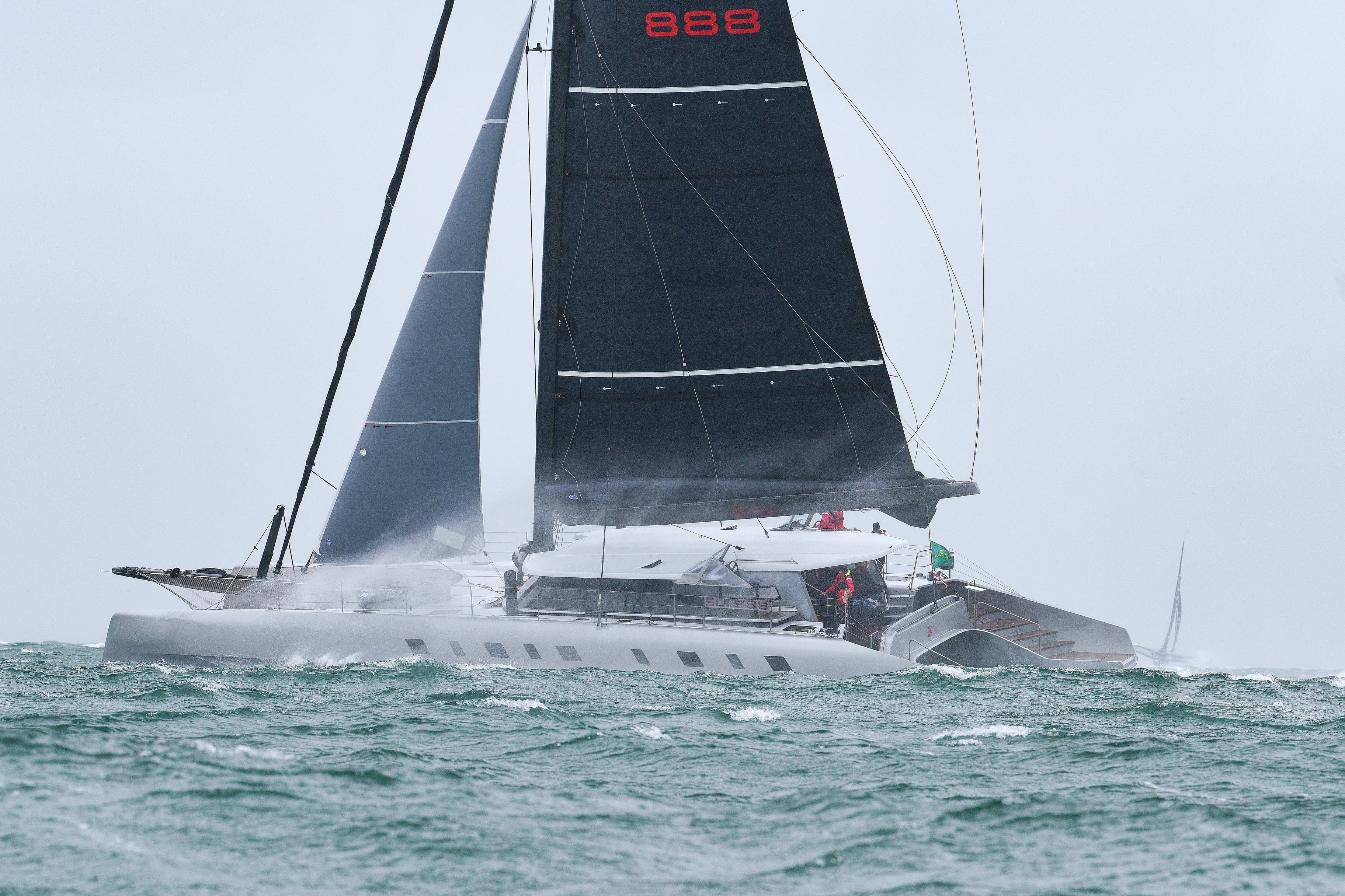 Adrian Keller’s 84ft Irens catamaran Allegra has defended her title in the MOCRA multihull class © Rick Tomlinson/www.rick-tomlinson.com